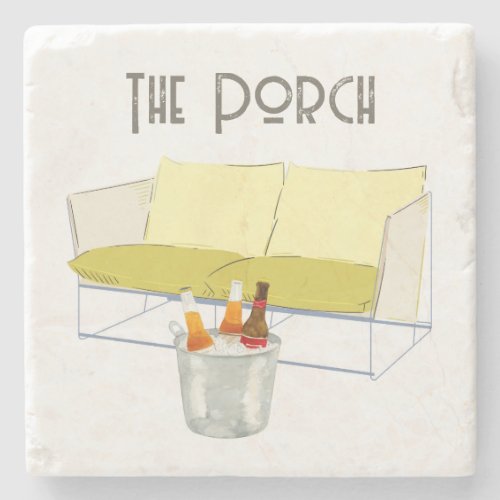 Beer on the Porch Bachelor Pad Stone Coaster