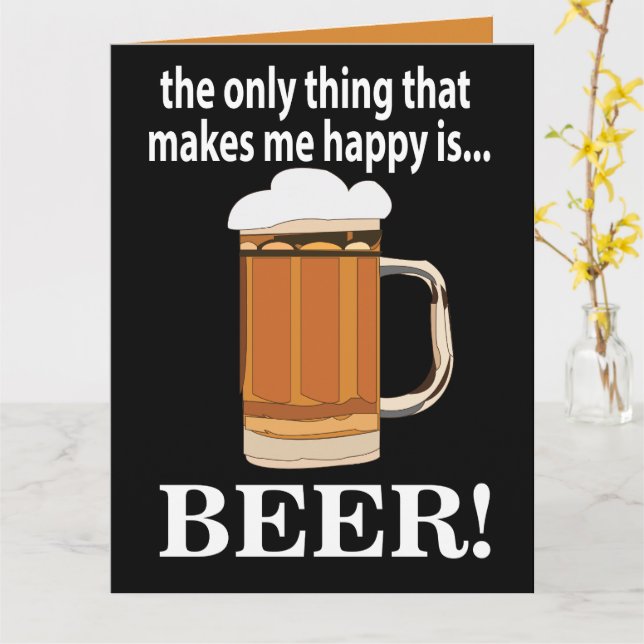 Beer Party Drinking Funny Beer Card (Yellow Flower)