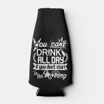 Beer Party Drinking Humor Typography Personalized Bottle Cooler by MaeHemm at Zazzle