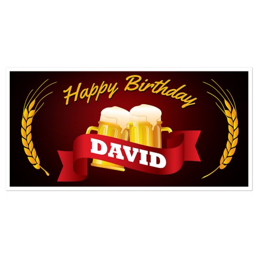 Beer Party Happy Birthday Personalized Banner (Front)