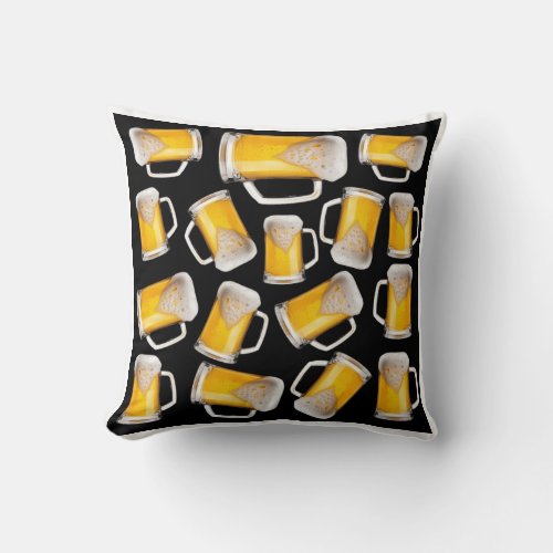 Beer pattern throw pillow