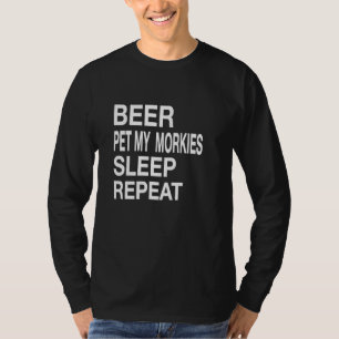 Beer Pet Morkies Sleep Repeat White L Dog Love T-Shirt