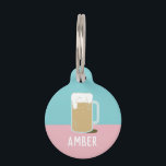 BEER (PINK) PET ID TAG<br><div class="desc">ILLUSTRATED BEER PET TAG</div>