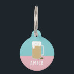 BEER (PINK) PET ID TAG<br><div class="desc">ILLUSTRATED BEER PET TAG</div>
