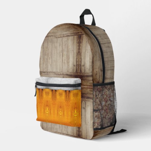 Beer Pint Amber and Bar with Nuts Printed Backpack