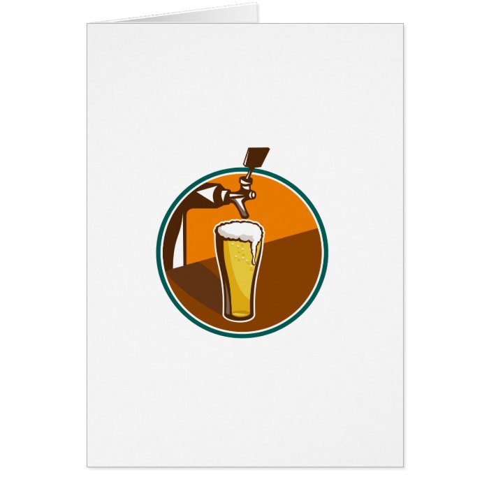 Beer Pint Glass Tap Retro Greeting Cards