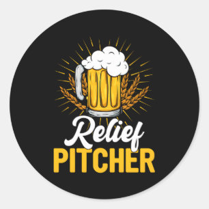 Beer Pitcher Baseball Beer Drinking Drinker Classic Round Sticker