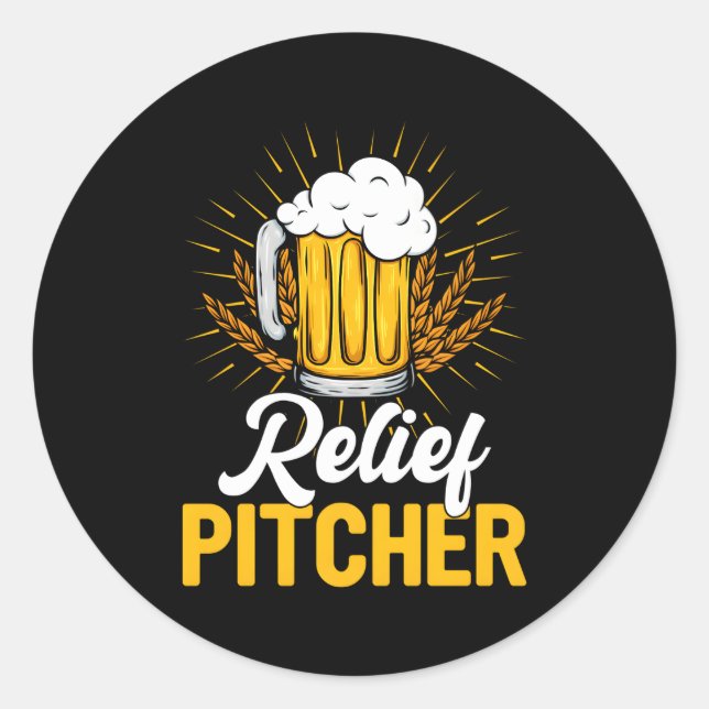 Beer Pitcher Baseball Beer Drinking Drinker Classic Round Sticker (Front)