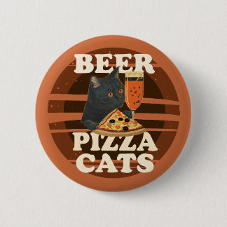 Beer Pizza Cats– Cool Cat Lover Retro Sunset Graph Button