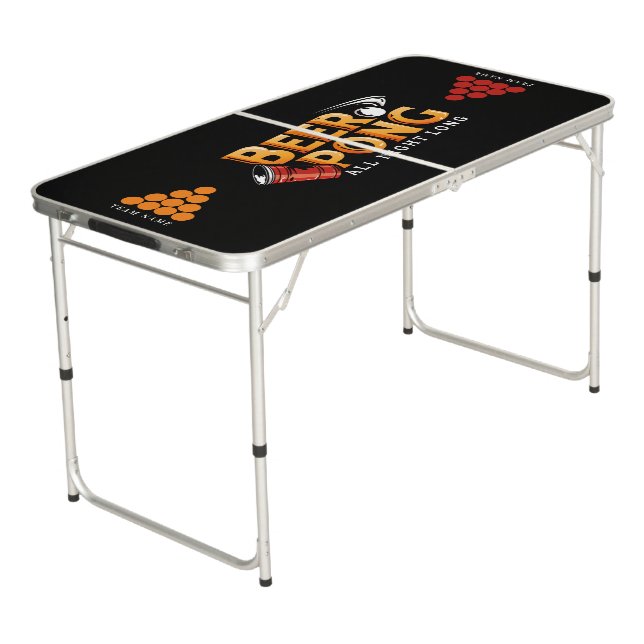Beer Pong All Night Long Custom Team Table (Angled)