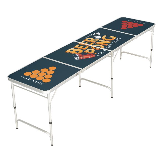 Beer Pong All Night Long Custom Team Table (Angled)