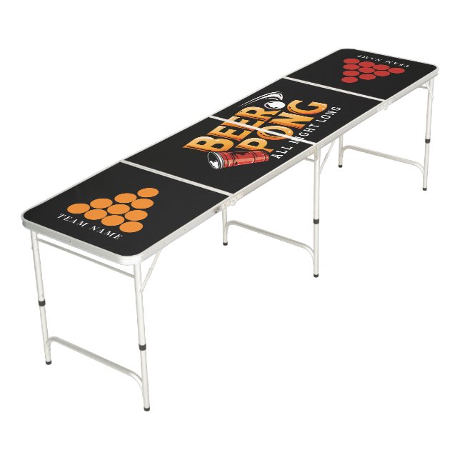 Beer Pong All Night Long Custom Team Table (Angled)