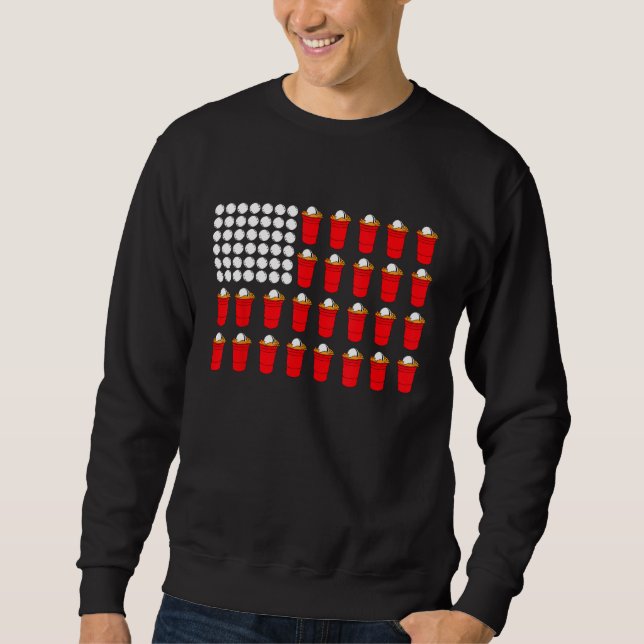 Beer Pong American Flag Sweatshirt (Front)