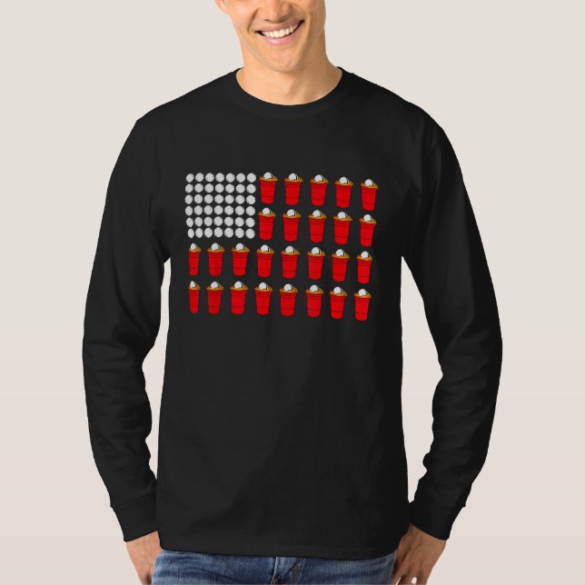 Beer Pong American Flag T-Shirt (Front)