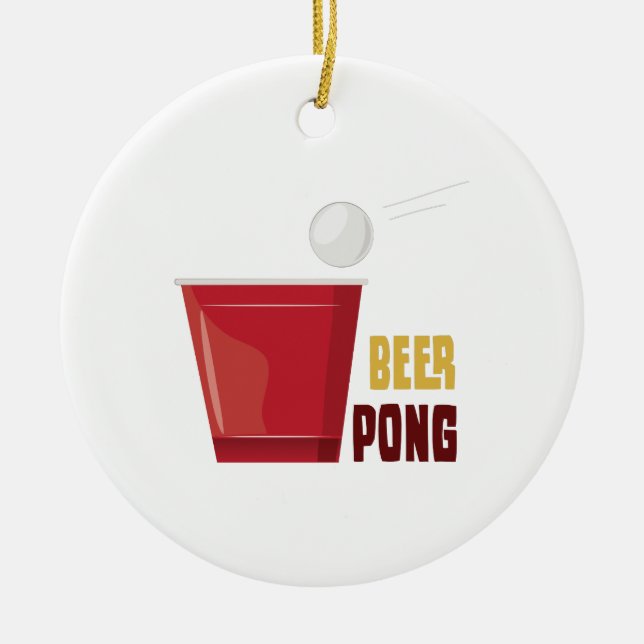 Beer Pong Ceramic Ornament (Front)