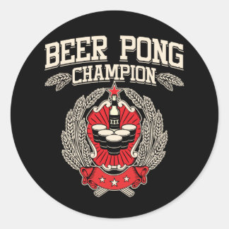 Beer Pong Champion Classic Round Sticker