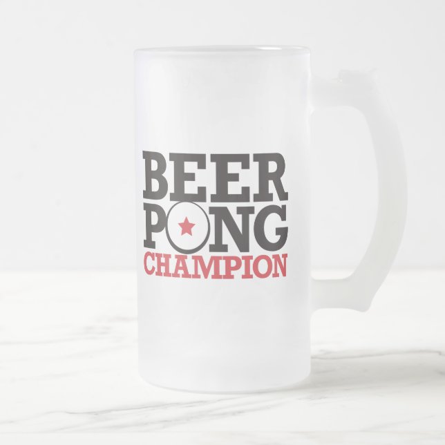 Beer Pong - Champion Frosted Glass Beer Mug (Right)