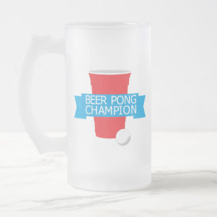 beer pong champion frosted glass beer mug