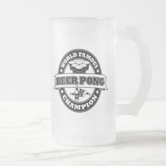 Beer Pong Champion Frosted Glass Beer Mug