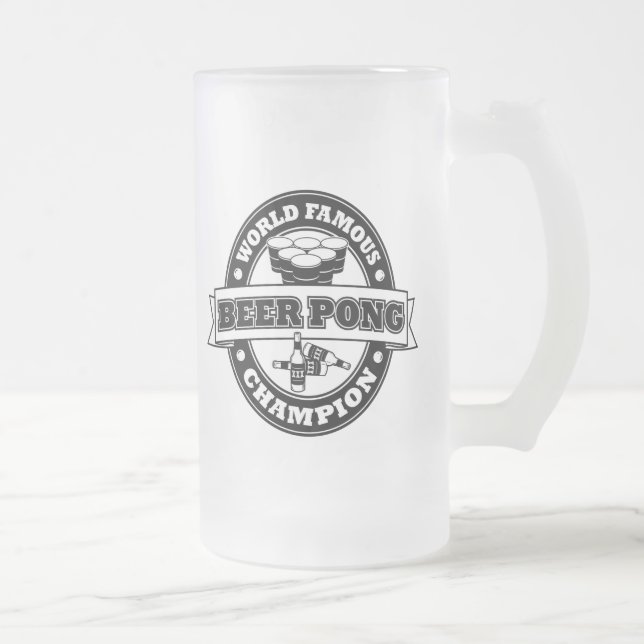 Beer Pong Champion Frosted Glass Beer Mug (Right)