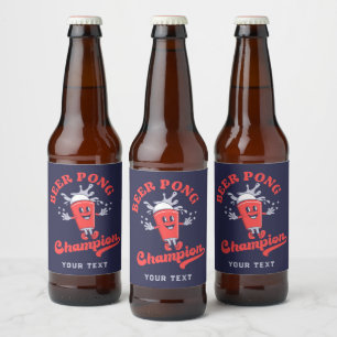 Beer Pong Champion Funny Drinking Game Bottle Label