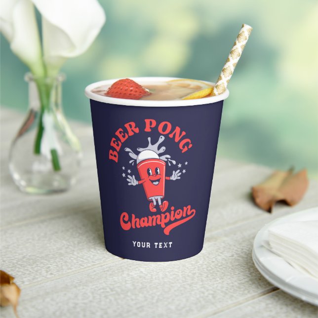Beer Pong Champion Funny Drinking Game Paper Cups (Insitu)