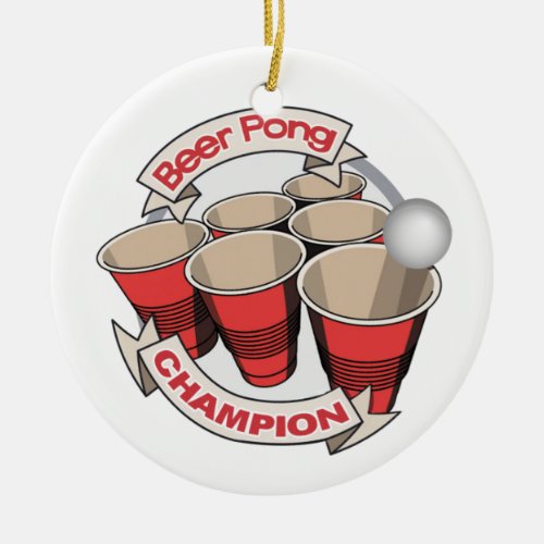 Beer Pong Champion Gift Ceramic Ornament