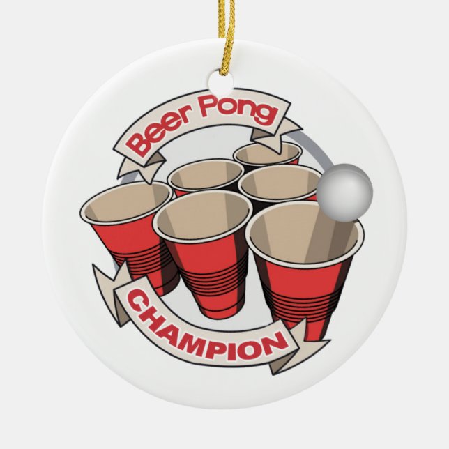 Beer Pong Champion Gift Ceramic Ornament (Front)