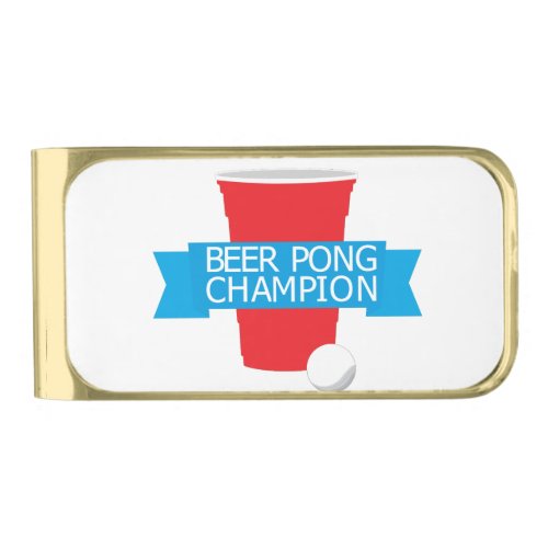 beer pong champion gold finish money clip