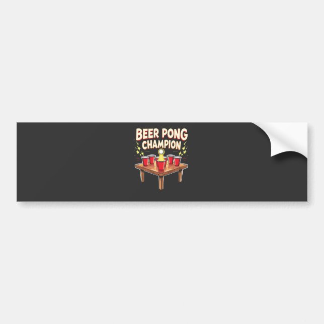 Beer Pong Champion Ping Pong Drinking Bumper Sticker (Front)