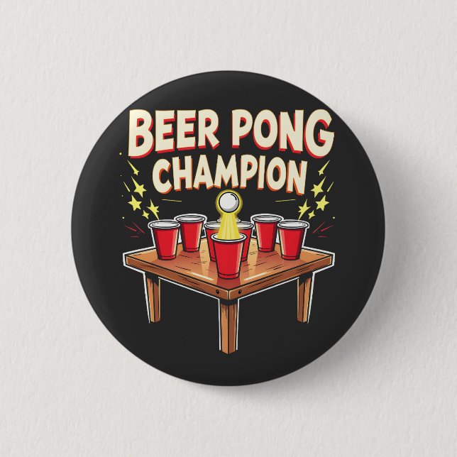 Beer Pong Champion Ping Pong Drinking Button (Front)