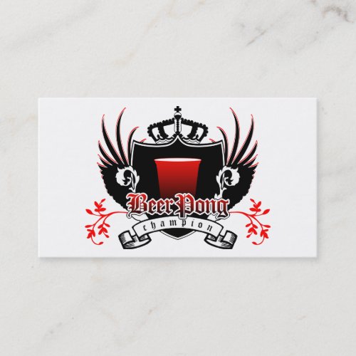 beer pong champion royal crest business card templates