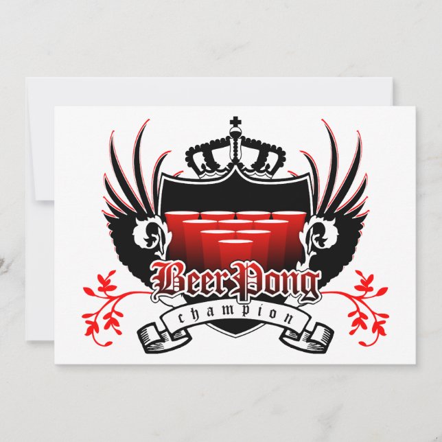 beer pong champion royal crest invitation (Front)