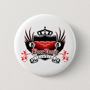 beer pong champion royal crest pinback button