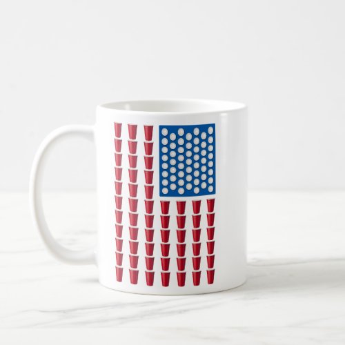 Beer Pong Drinking Game American Flag  Coffee Mug