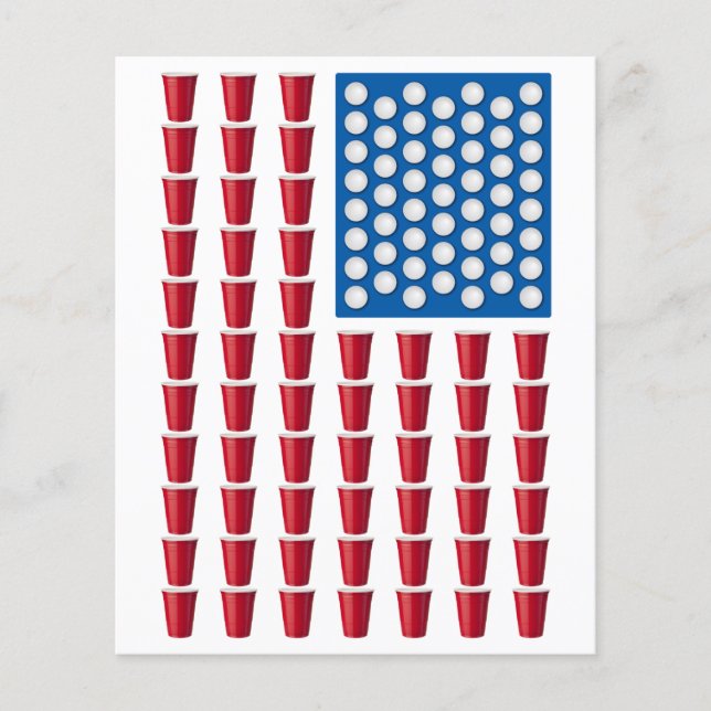 Beer Pong Drinking Game American Flag Flyer (Front)