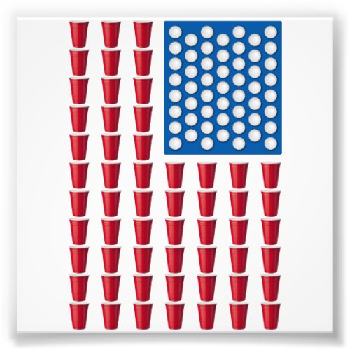 Beer Pong Drinking Game American Flag Photo Print