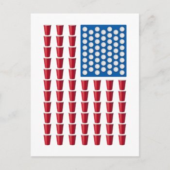 Beer Pong Drinking Game American Flag Postcard by The_Shirt_Yurt at Zazzle