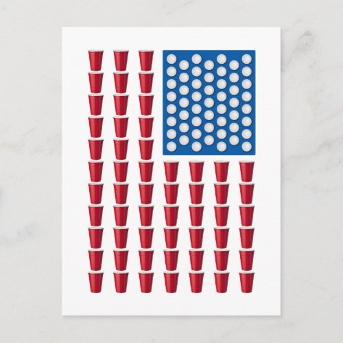 Beer Pong Drinking Game American Flag Postcard