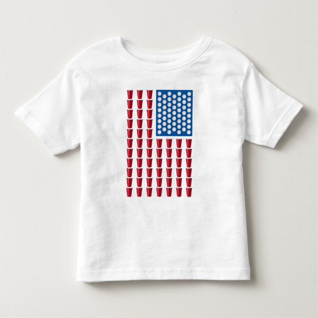 Beer Pong Drinking Game American Flag Toddler T-shirt (Front)