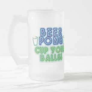 Beer Pong Frosted Glass Beer Mug