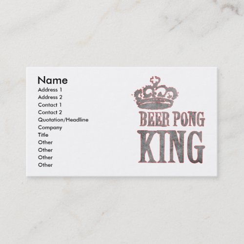 Beer Pong King Business Card