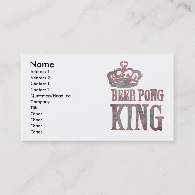 Beer Pong King Business Card (Front)