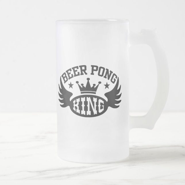 Beer Pong King Frosted Glass Beer Mug (Right)