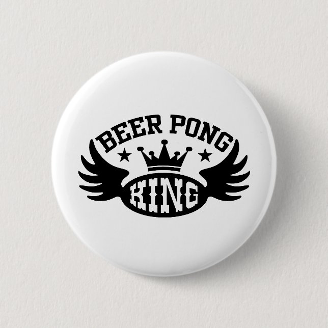 Beer Pong King Pinback Button (Front)