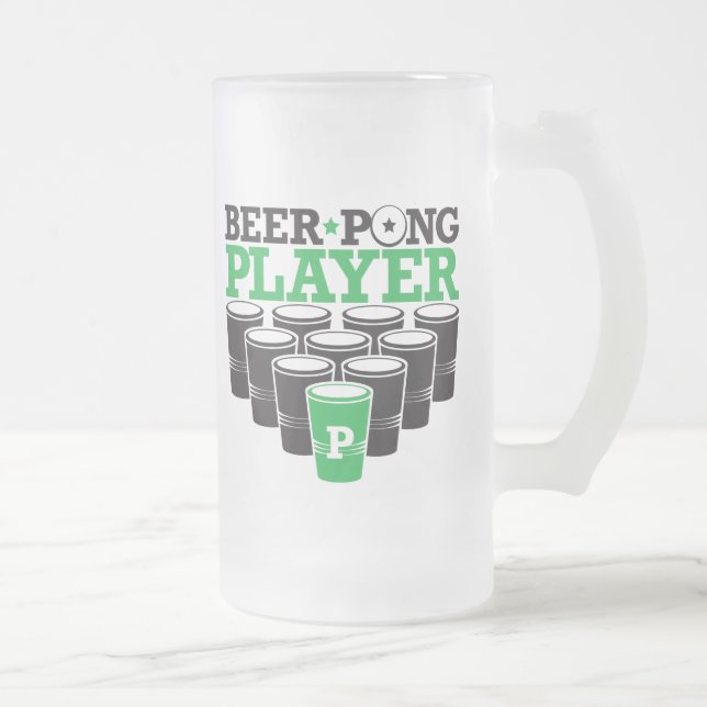 Beer Pong Player Frosted Glass Beer Mug (Right)
