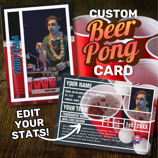 Beer Pong Player Trading Card Souvenir  (Custom Beer Pong player trading card.)
