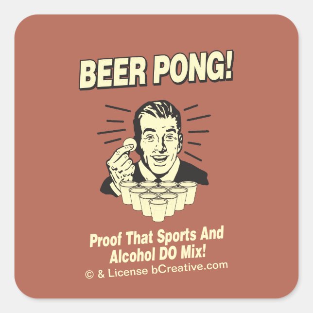 Beer Pong: Proof Alcohol & Sports Mix Square Sticker (Front)