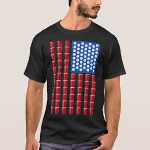 Beer Pong Red Solo Cup American Flag USA T-Shirt