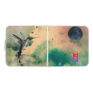 BEER PONG TABLE BLACK MOON AND HUMMINGBIRD